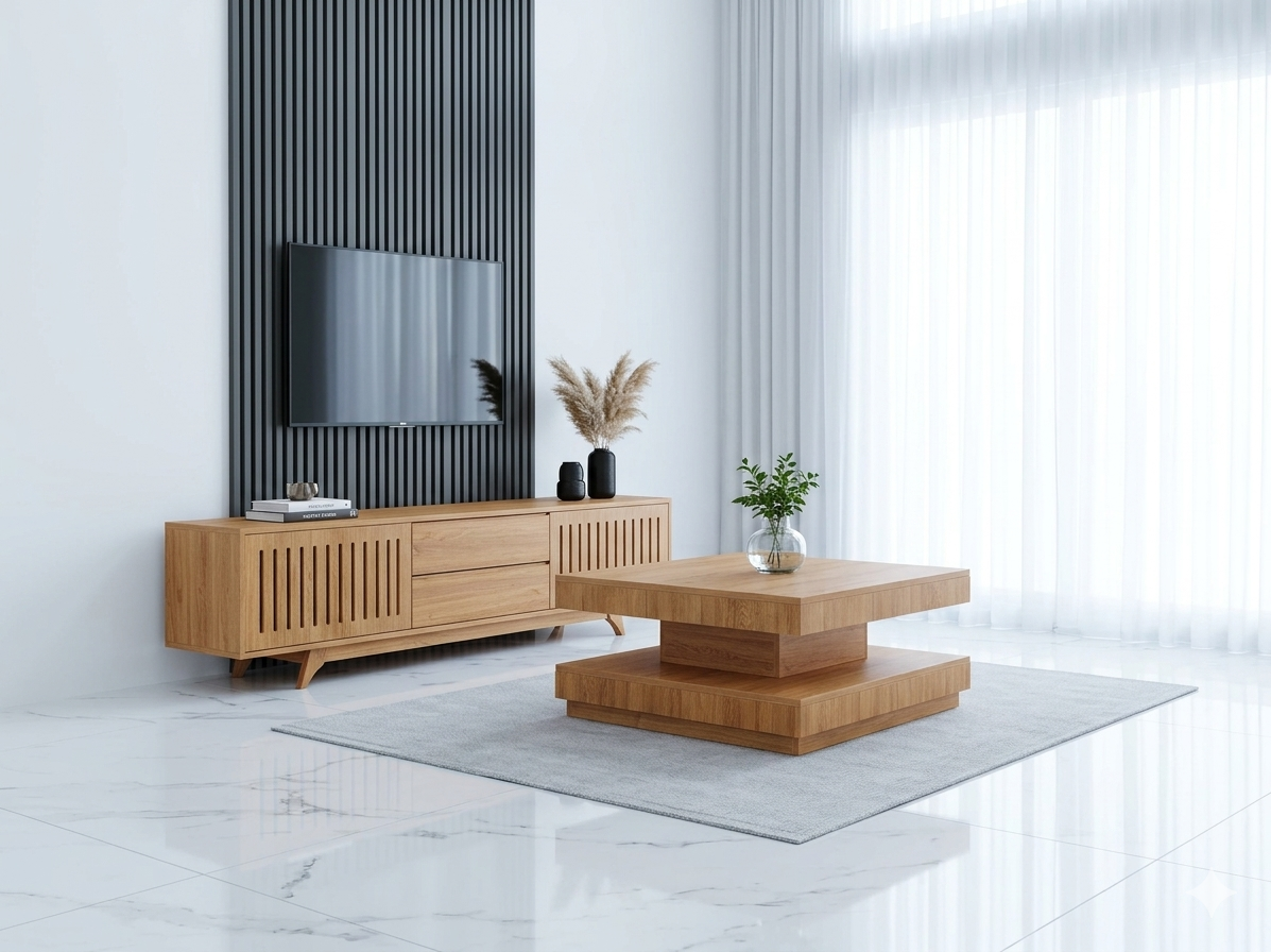 Grooved Black tv Stand
