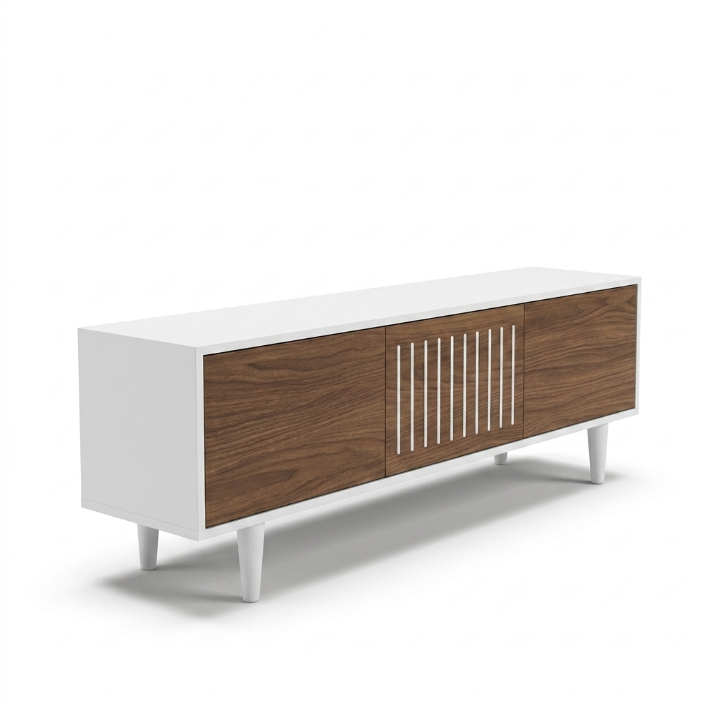 Alpine White Slatted TV Stand