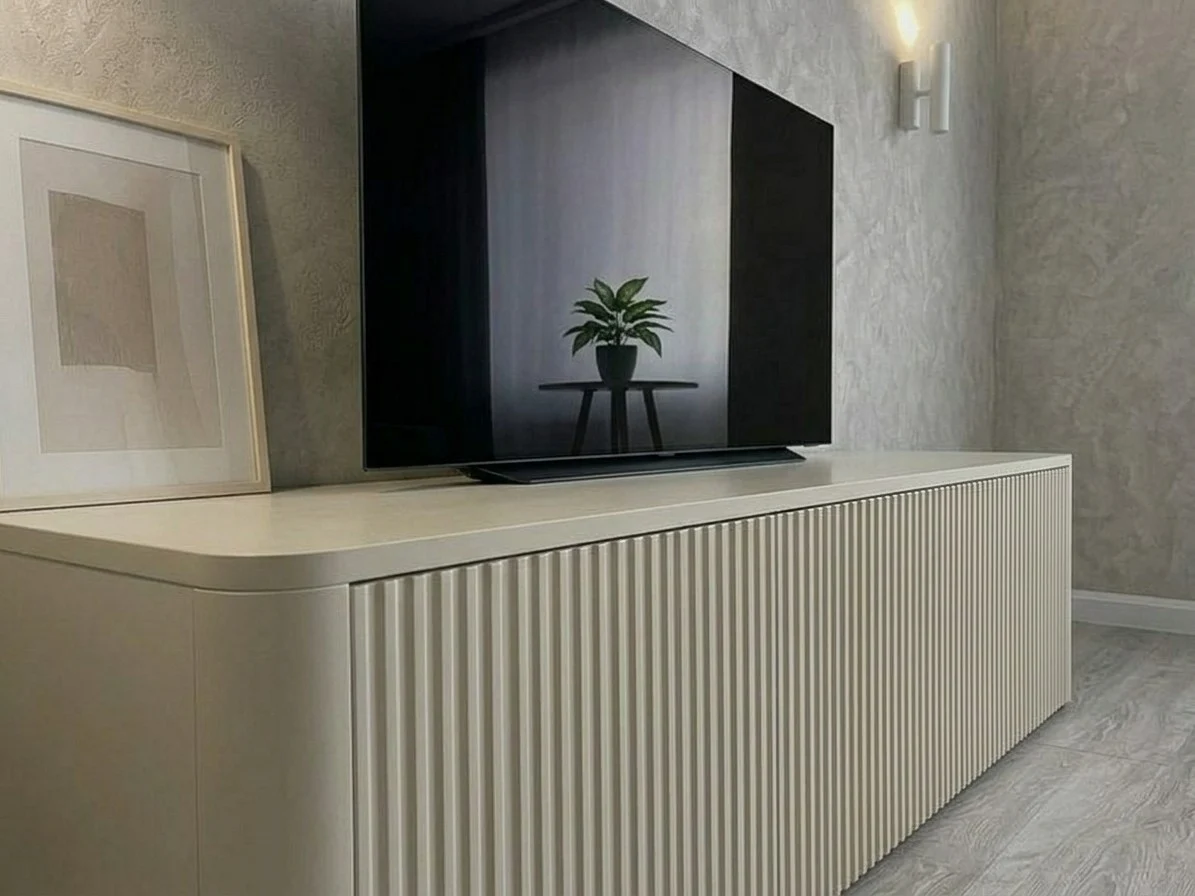Fluted Cream TV Stand 1 - Furniture Place Kenya