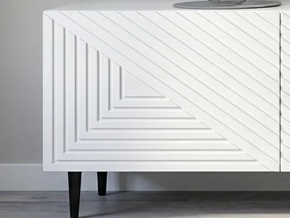 White Geometric Relief TV Stand 3 - Furniture Place Kenya