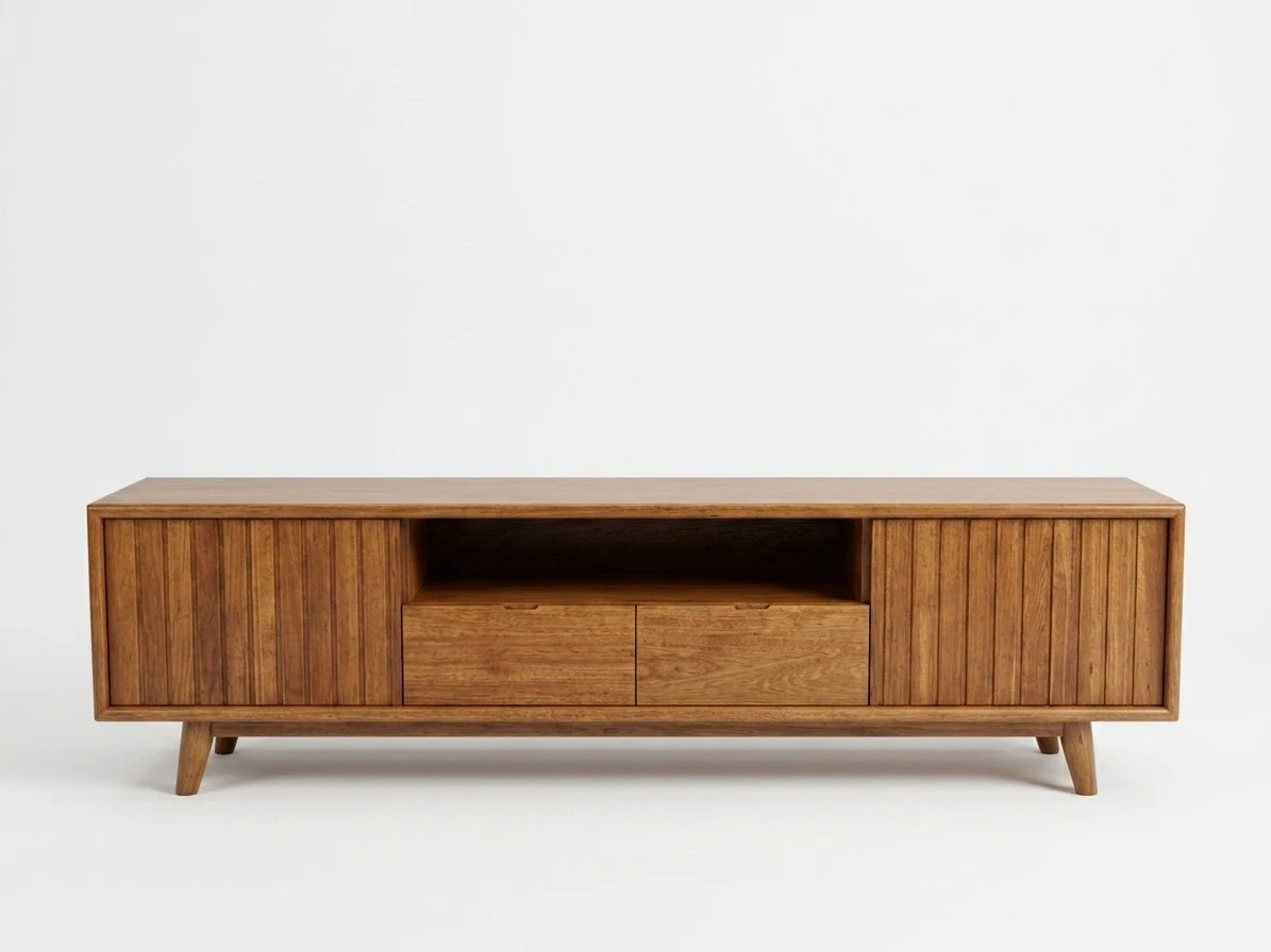 Ridged Panel Solid Wood TV Stand 1 - Furniture Place Kenya