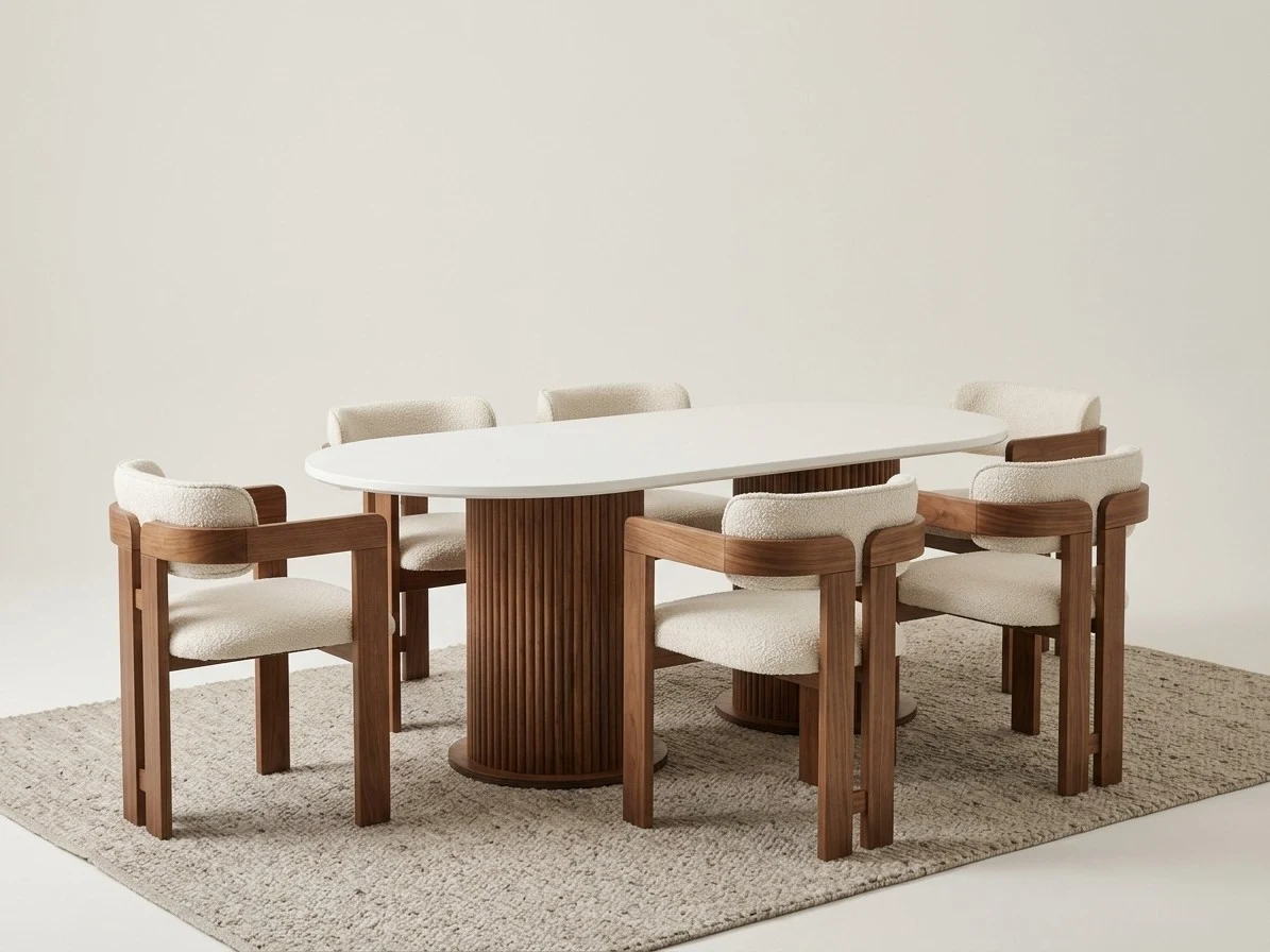 Oval Fluted Pedestal Dining Set 1 - Furniture Place Kenya