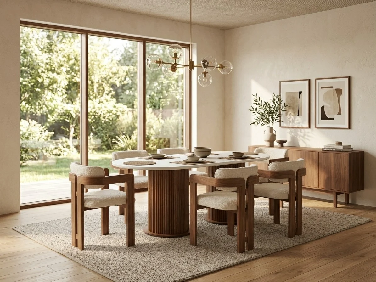 Oval Fluted Pedestal Dining Set 2 - Furniture Place Kenya