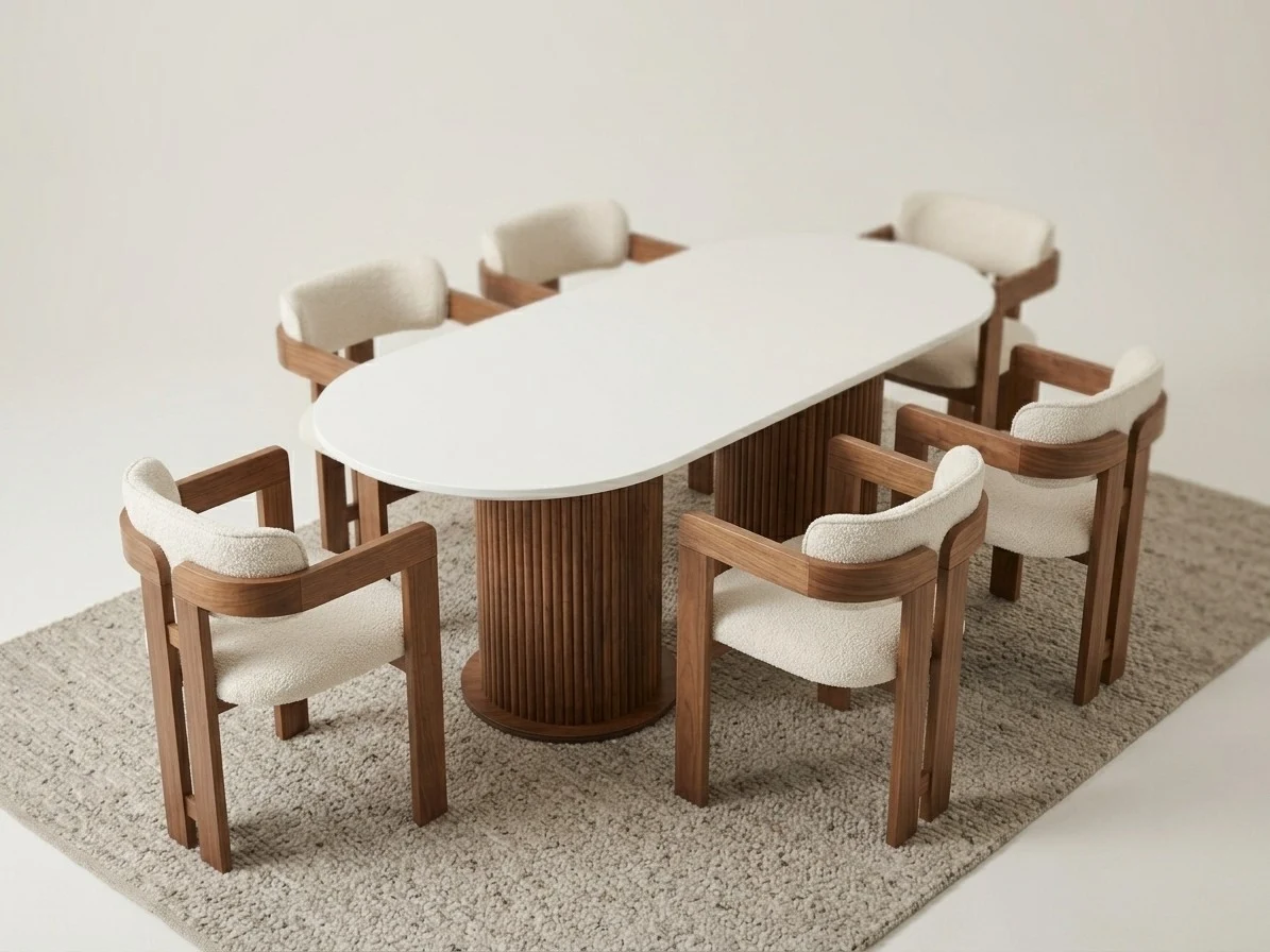Oval Fluted Pedestal Dining Set 4 - Furniture Place Kenya