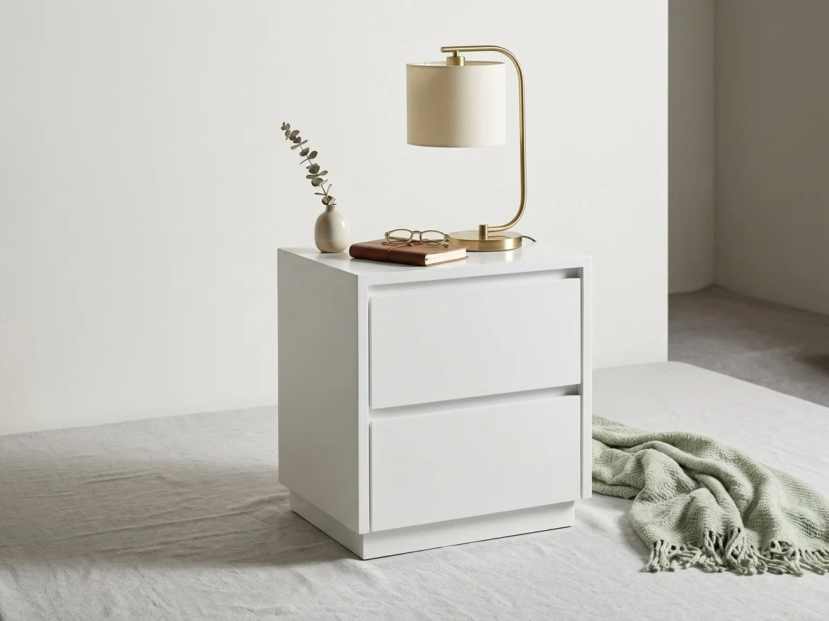 White Gloss 2-Drawer Bedside Table 1 - Furniture Place Kenya