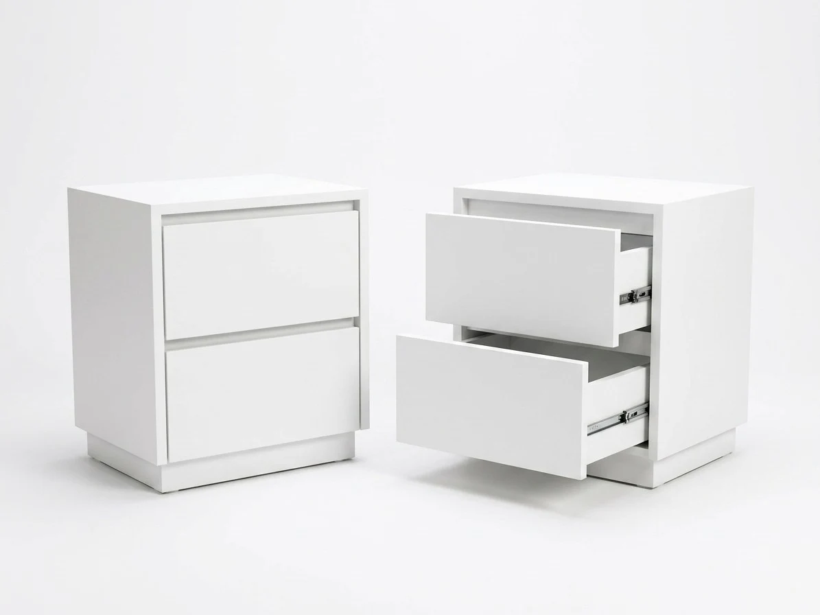 White Gloss 2-Drawer Bedside Table 2 - Furniture Place Kenya