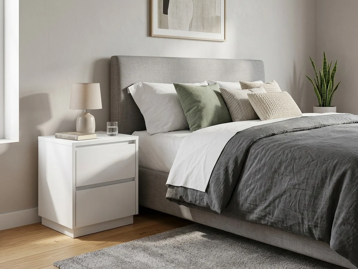 White Gloss 2-Drawer Bedside Table 3 - Furniture Place Kenya