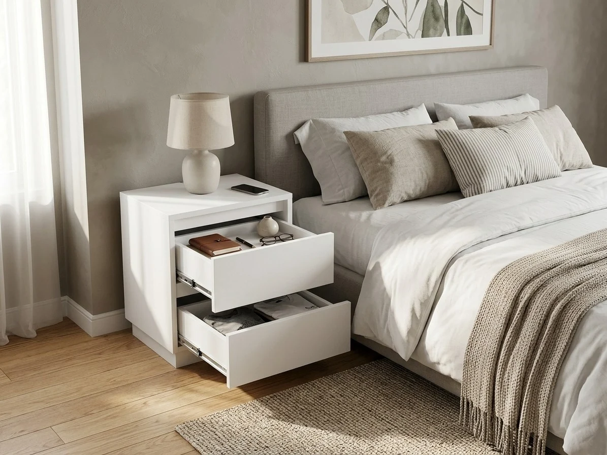 White Gloss 2-Drawer Bedside Table 4 - Furniture Place Kenya