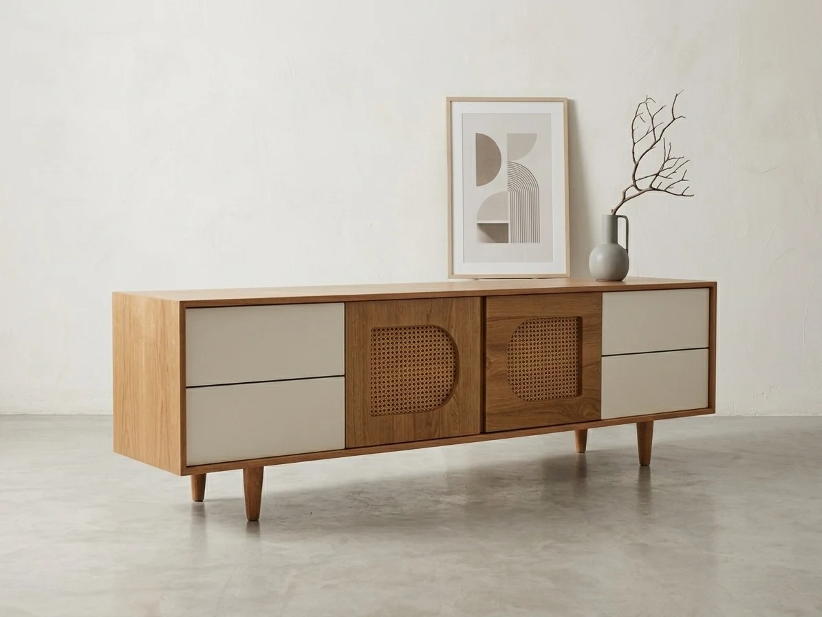 Rattan Cane Mid-Century TV Stand 2 - Furniture Place Kenya