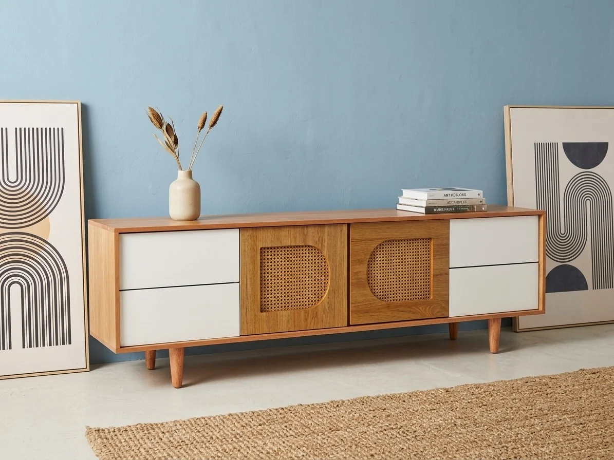 Rattan Cane Mid-Century TV Stand 1 - Furniture Place Kenya