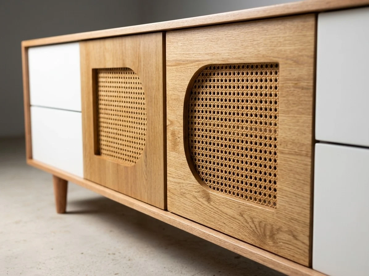 Rattan Cane Mid-Century TV Stand 3 - Furniture Place Kenya