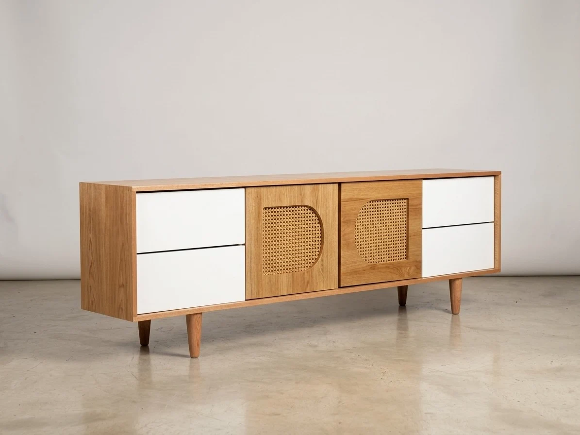 Rattan Cane Mid-Century TV Stand 4 - Furniture Place Kenya