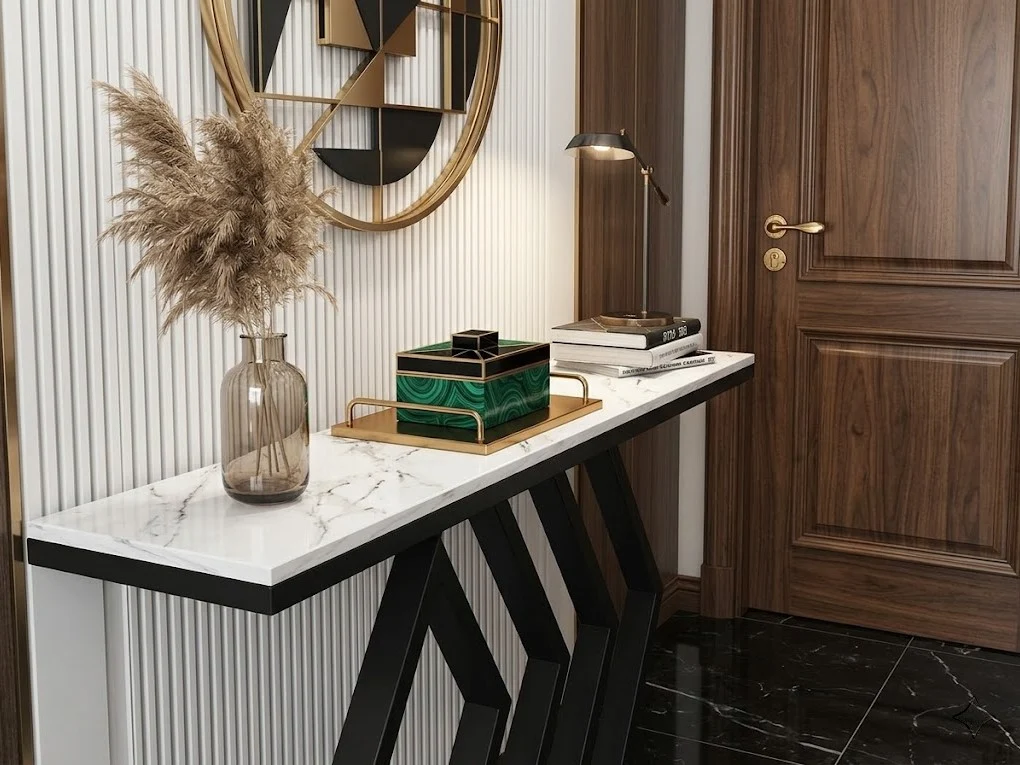 Marble Top Geometric Console Table 4 - Furniture Place Kenya