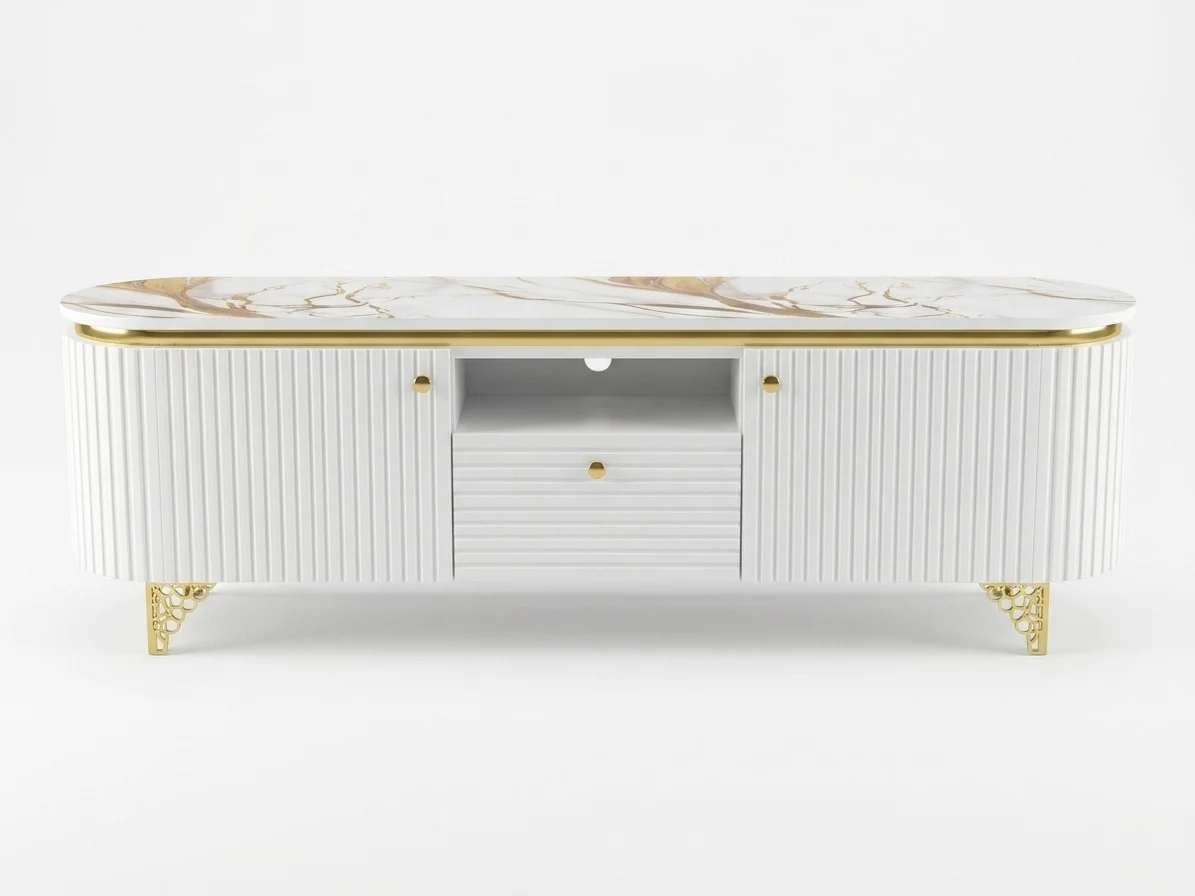 Ridged Gold Accent TV Stand 2 - Furniture Place Kenya