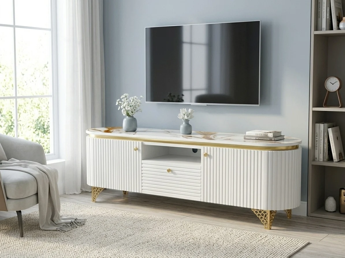 Ridged Gold Accent TV Stand 1 - Furniture Place Kenya