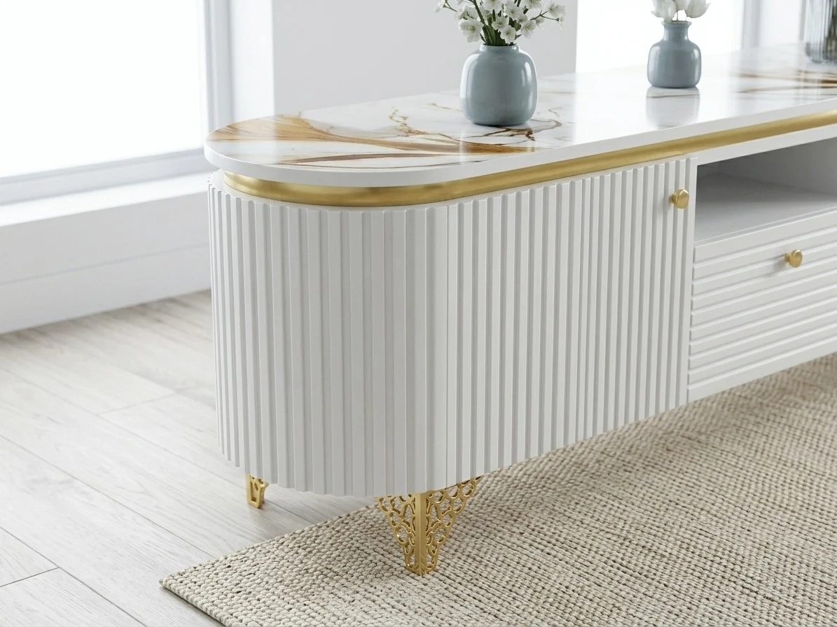 Ridged Gold Accent TV Stand 3 - Furniture Place Kenya