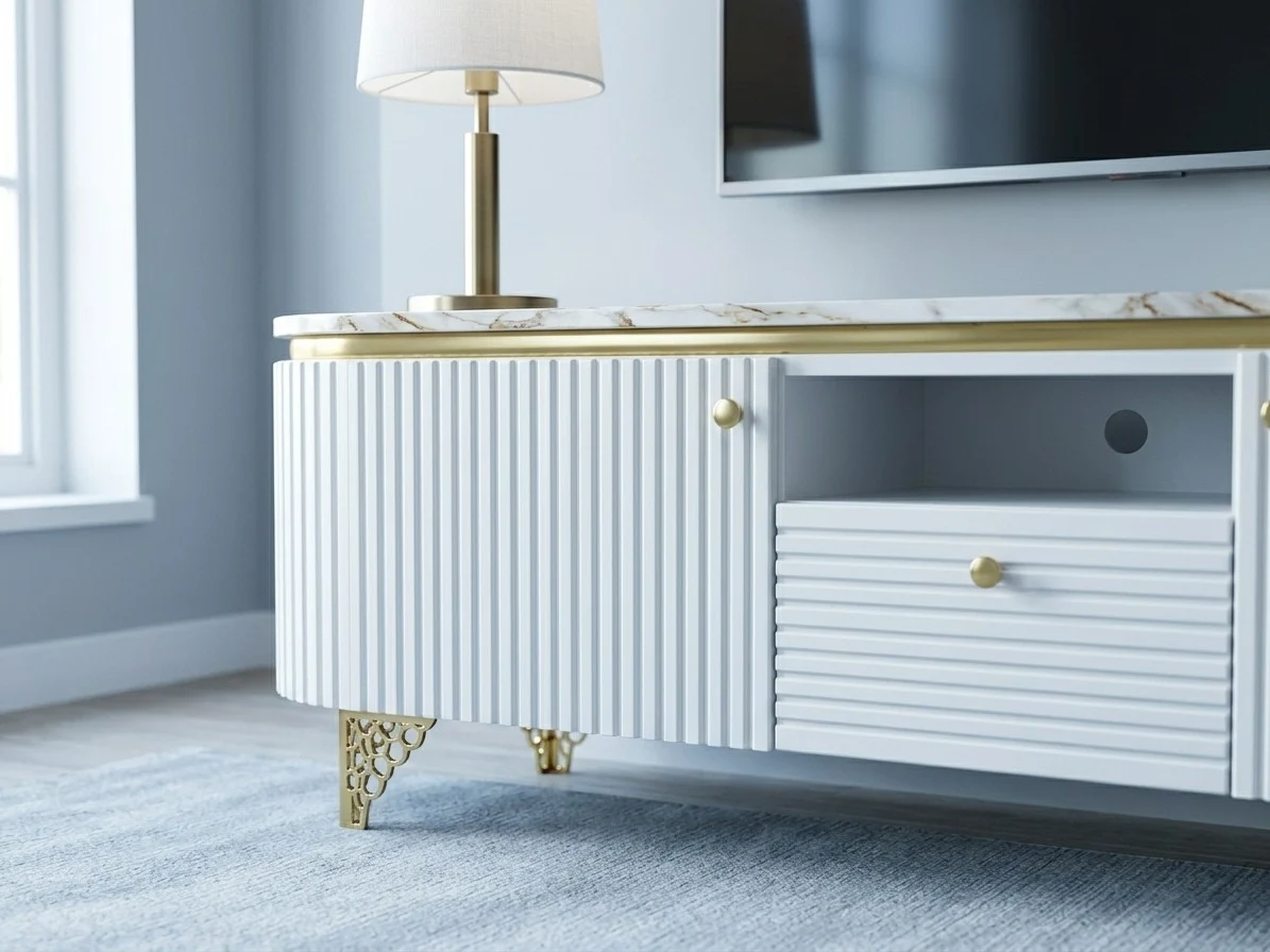 Ridged Gold Accent TV Stand 4 - Furniture Place Kenya