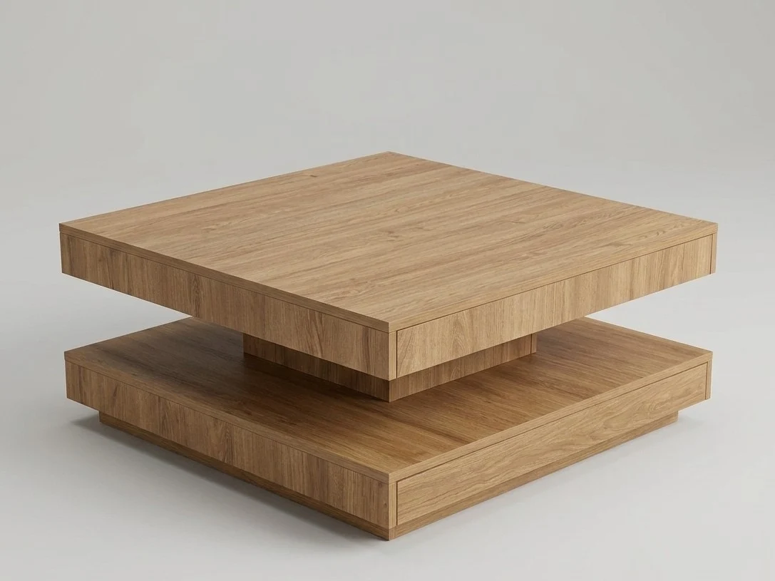 Two Tiered Square Royal Teak Coffee Table 2 - Furniture Place Kenya
