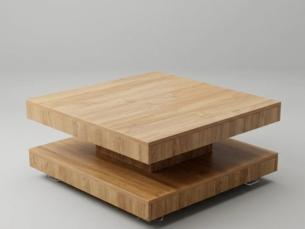 Two Tiered Square Royal Teak Coffee Table 3 - Furniture Place Kenya