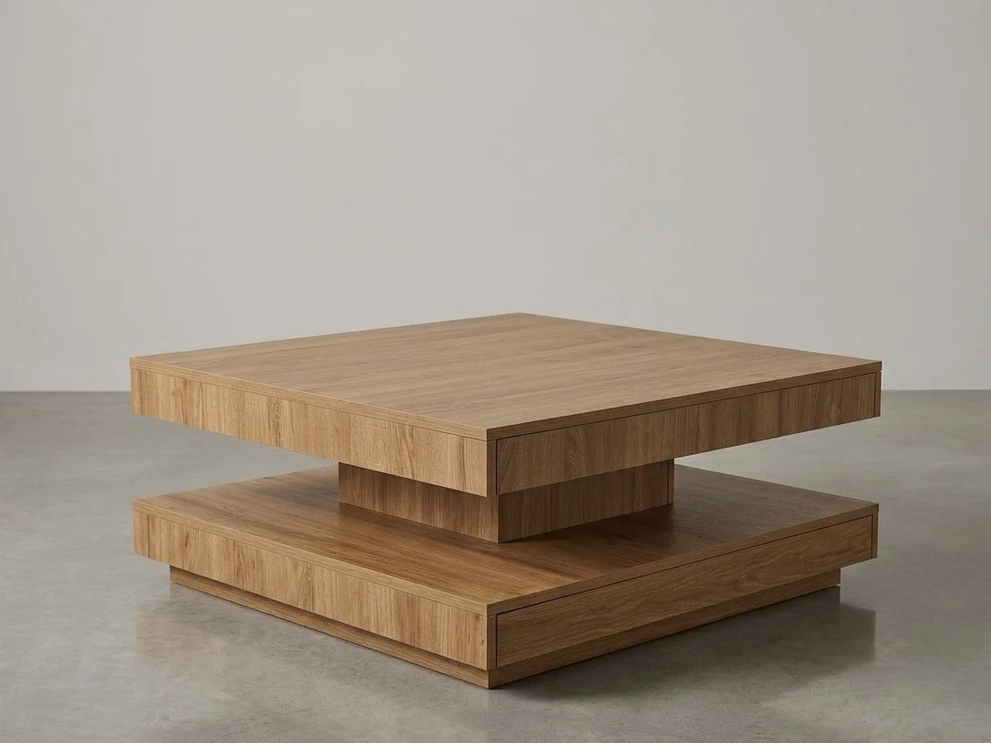 Two Tiered Square Royal Teak Coffee Table 4 - Furniture Place Kenya