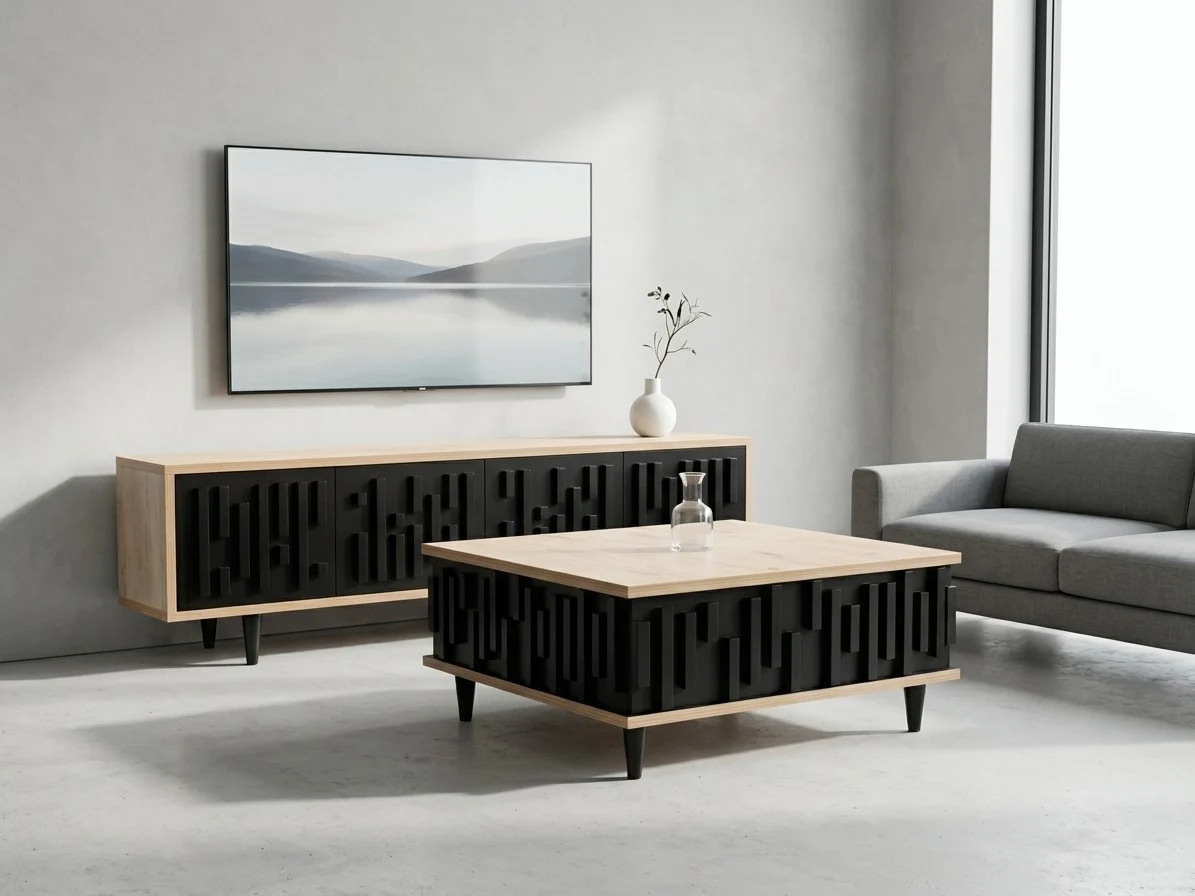 Ridge Groove Tv Stand & Coffee Table 1 - Furniture Place Kenya