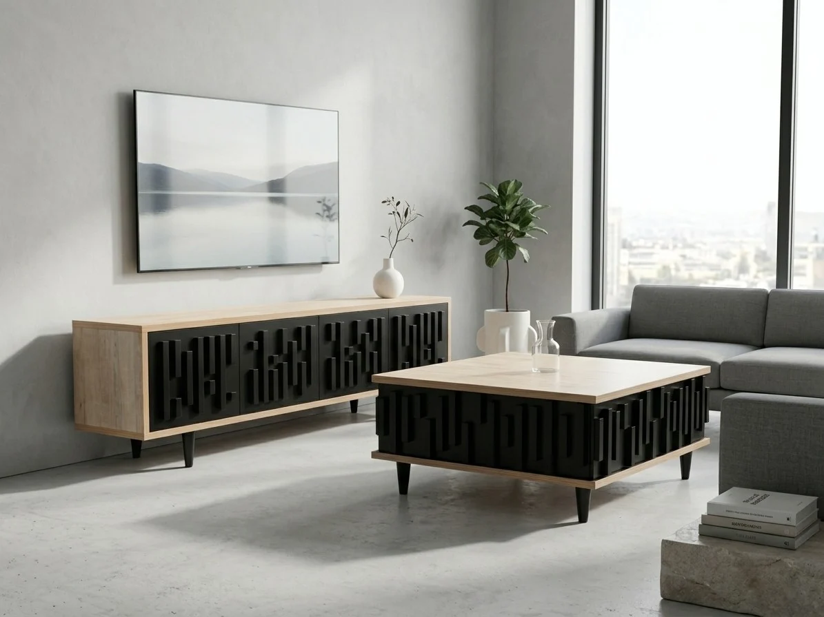 Ridge Groove Tv Stand & Coffee Table 3 - Furniture Place Kenya