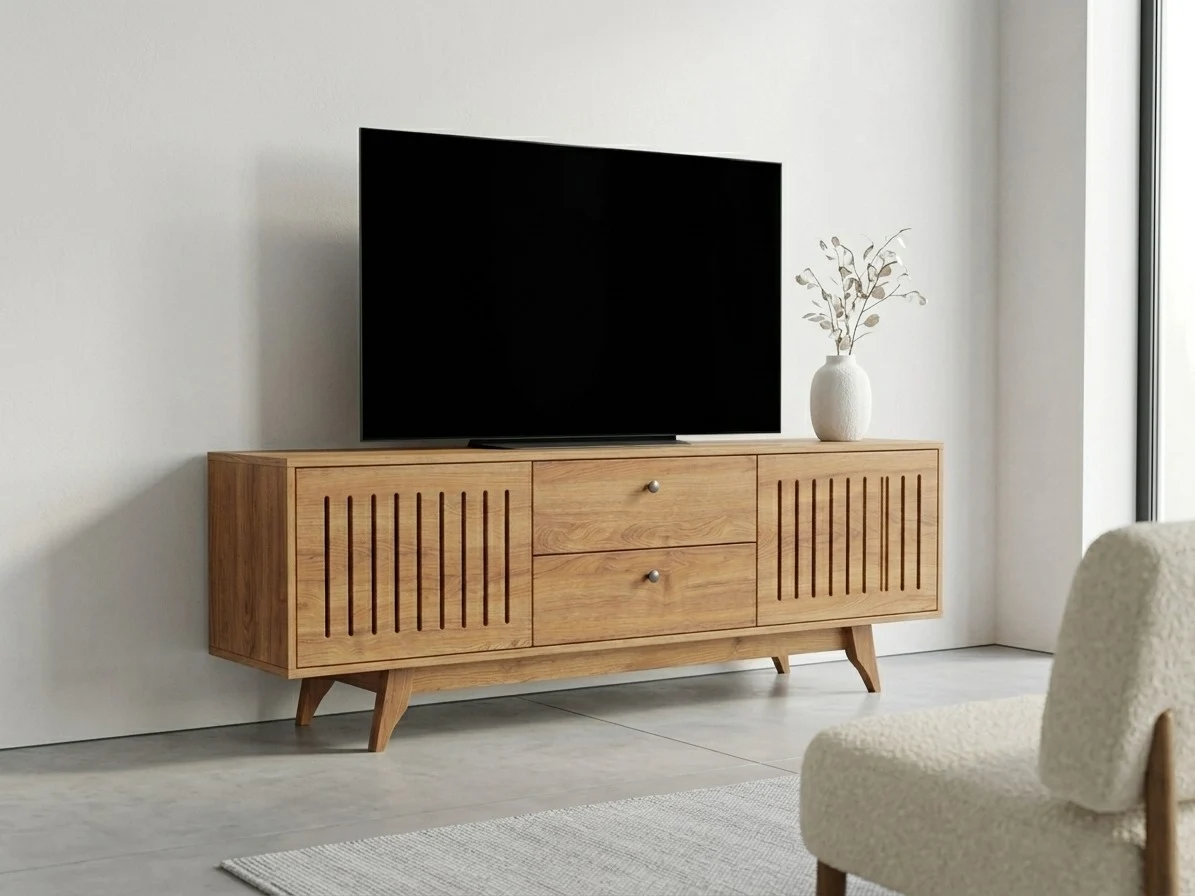 Scandinavian Royal Teak grooved TV Stand 1 - Furniture Place Kenya