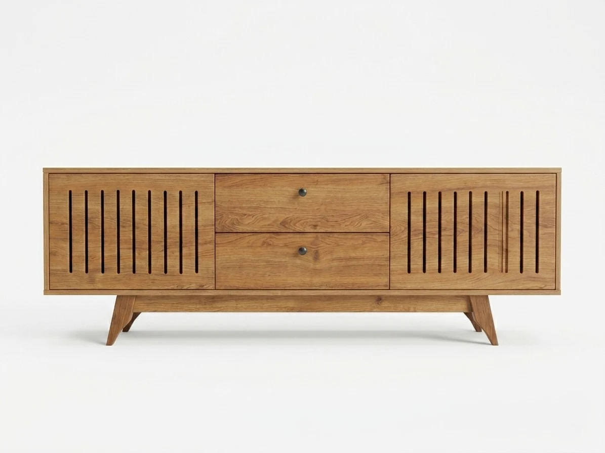 Scandinavian Royal Teak grooved TV Stand 3 - Furniture Place Kenya