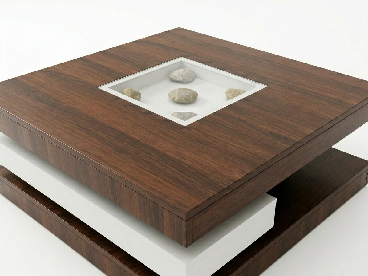 Walnut & White Square Coffee Table & Tv Stand set 2 - Furniture Place Kenya