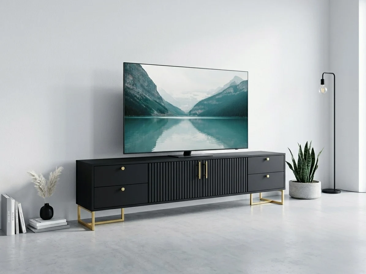 Low Height Black Fluted Tv Stand 3 - Furniture Place Kenya