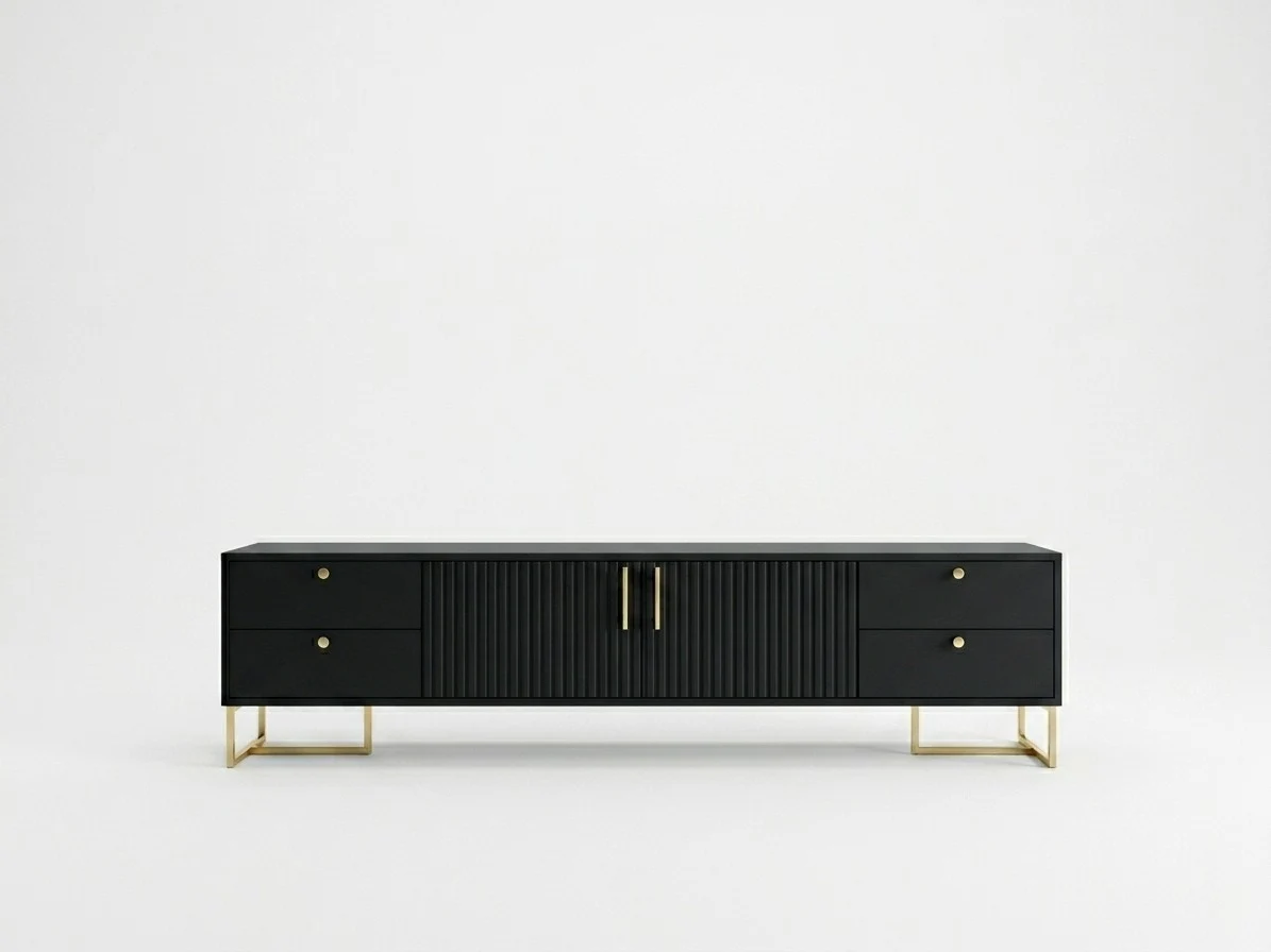 Low Height Black Fluted Tv Stand 2 - Furniture Place Kenya