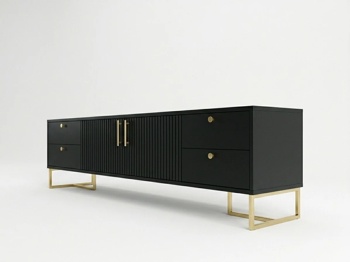 Low Height Black Fluted Tv Stand 4 - Furniture Place Kenya