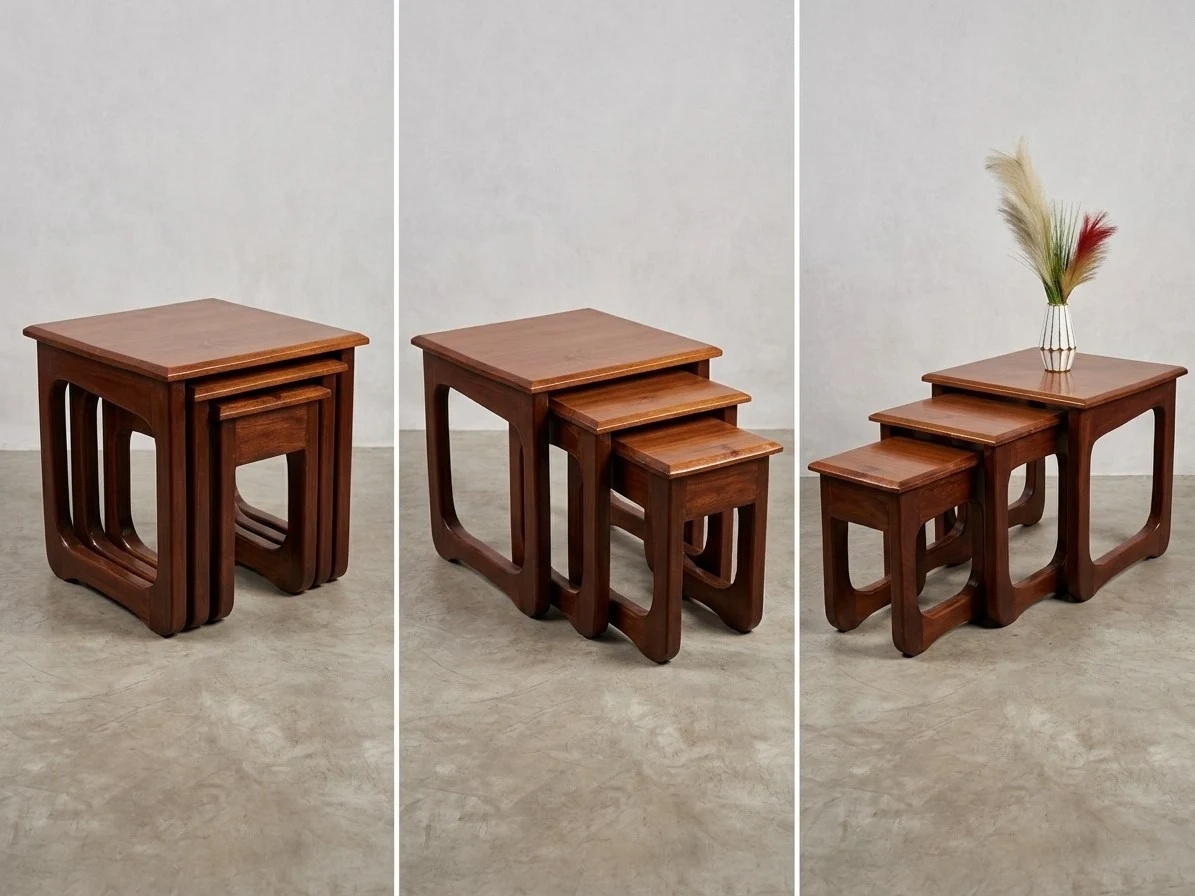 3-Piece Wooden Nesting Tables Set 2 - Furniture Place Kenya