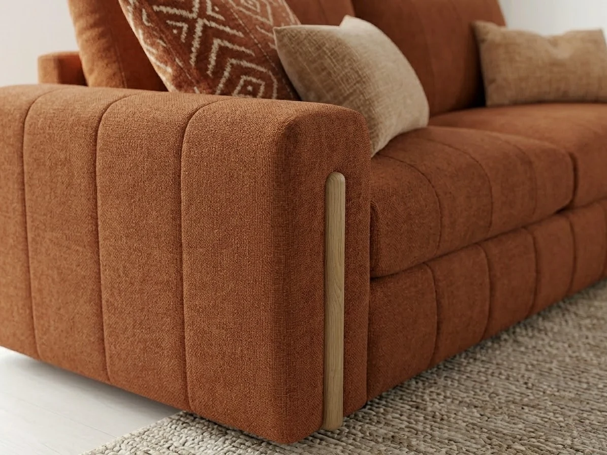 Ivory Boucle & Wood Accent Sofa Set 4 - Furniture Place Kenya