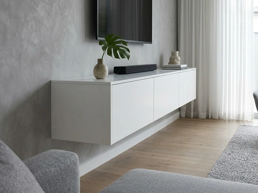 White Floating Wall-Mounted TV Stand 1 - Furniture Place Kenya