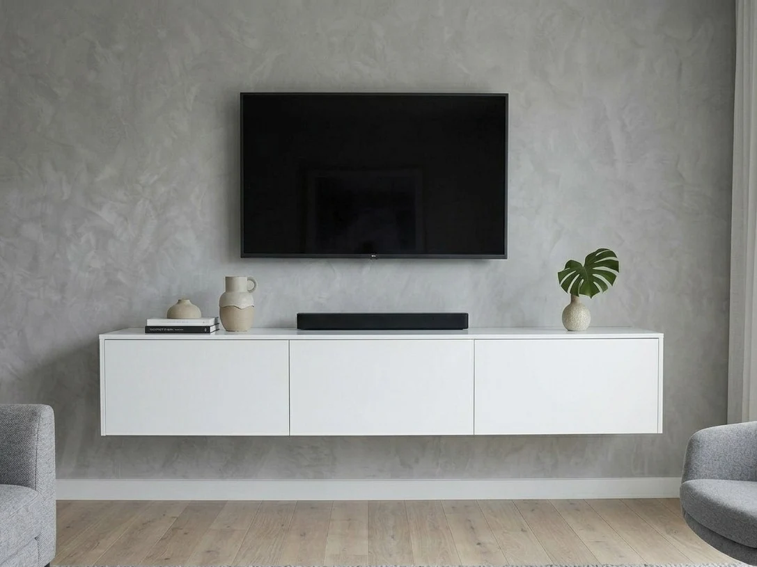 White Floating Wall-Mounted TV Stand 3 - Furniture Place Kenya