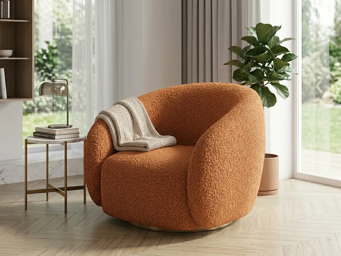 Boucle Barrel Accent Chair 1 - Furniture Place Kenya