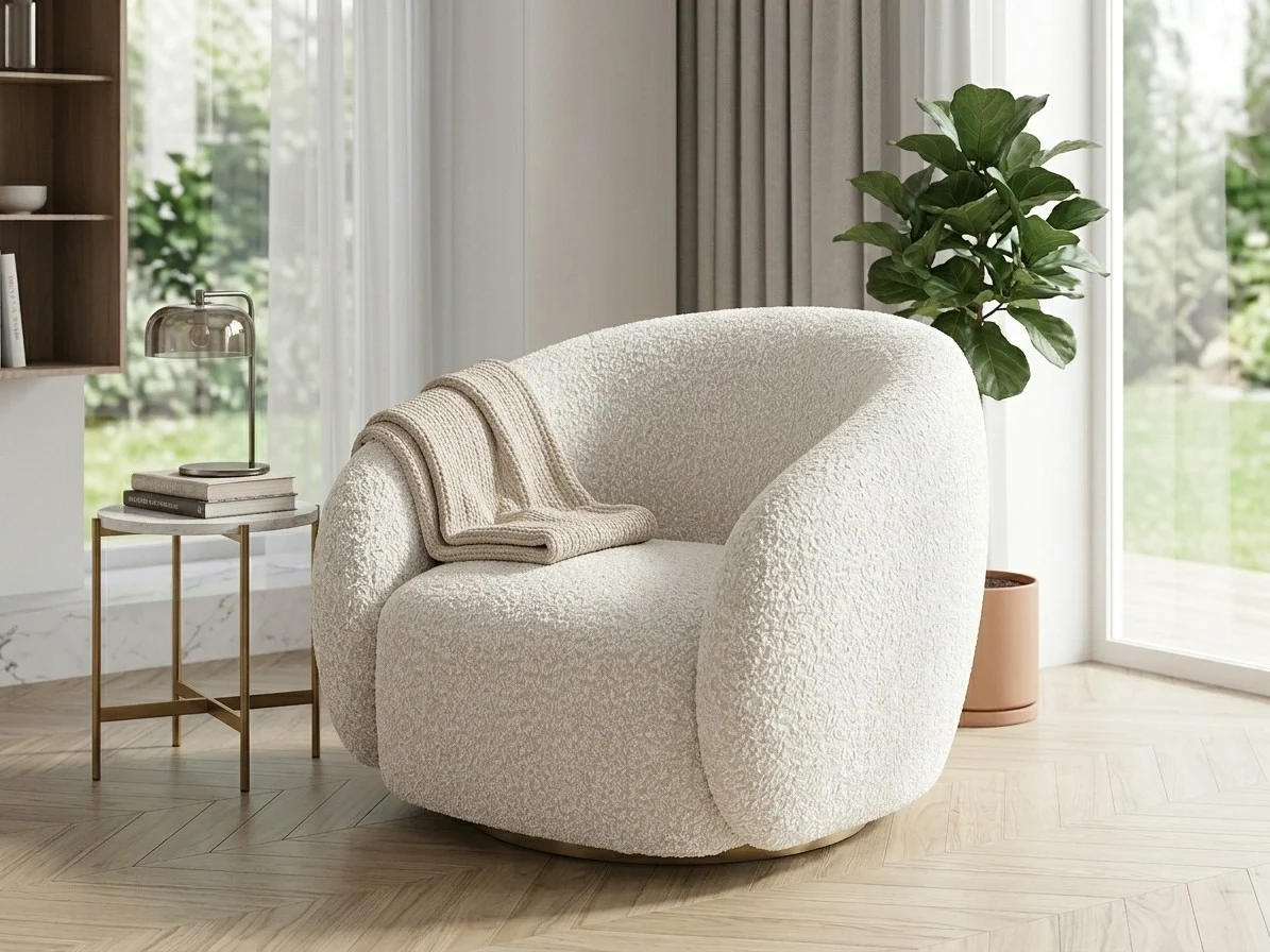 Boucle Barrel Accent Chair 2 - Furniture Place Kenya