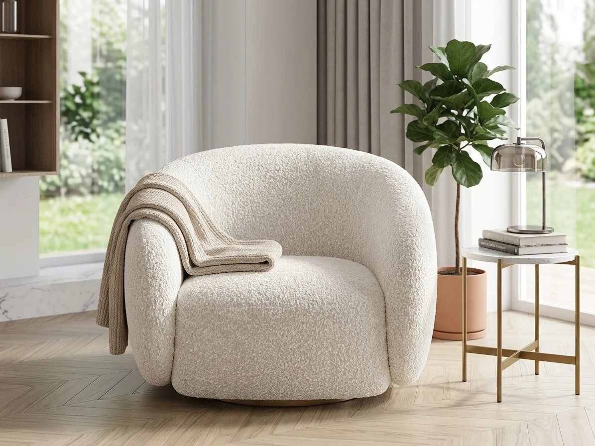 Boucle Barrel Accent Chair 4 - Furniture Place Kenya