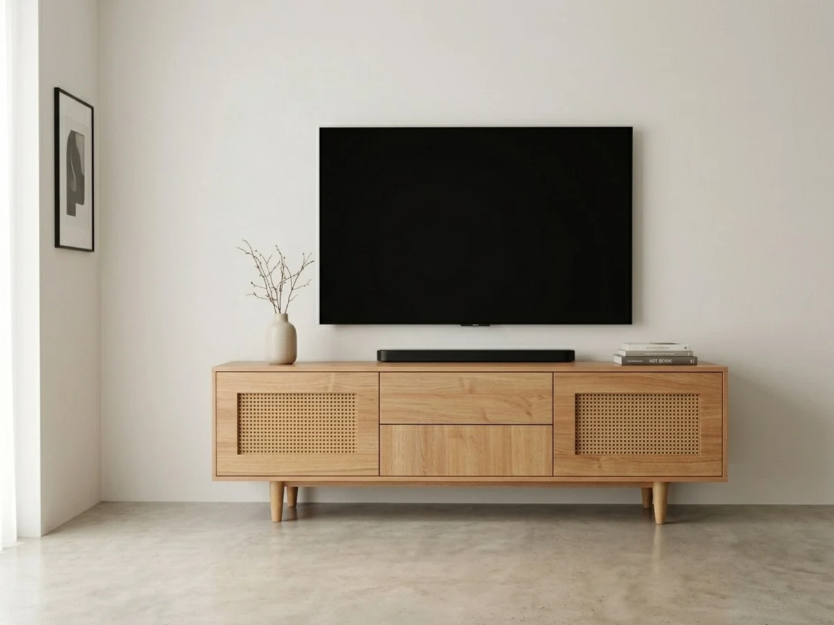 Scandinavian Rattan & Wood TV Stand 2 - Furniture Place Kenya