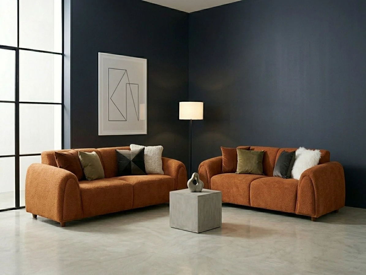 Ivory Boucle Sofa Set with Arched Arms 4 - Furniture Place Kenya