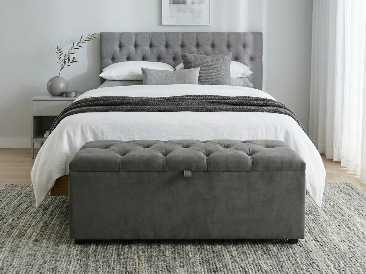 Grey Tufted Ottoman with Storage 2 - Furniture Place Kenya