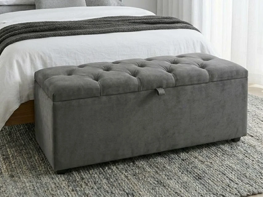 Grey Tufted Ottoman with Storage 3 - Furniture Place Kenya
