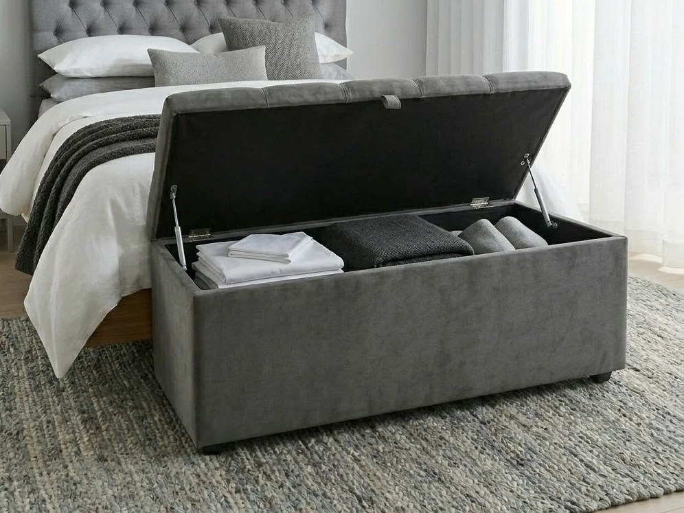 Grey Tufted Ottoman with Storage 1 - Furniture Place Kenya