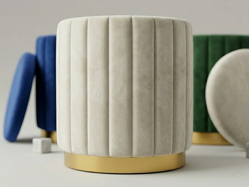Cream Velvet Channel Storage Pouffe 4 - Furniture Place Kenya