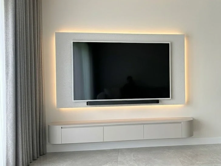 Curved Sides Floating Wall-Mounted TV Stand 4 - Furniture Place Kenya