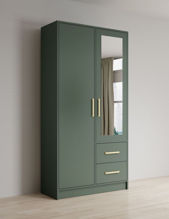 Grey wardrobe with mirror